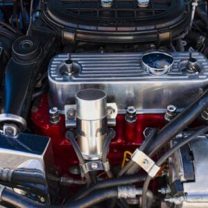 a close up of a engine of a car