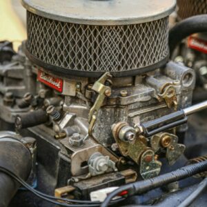 black and silver car engine