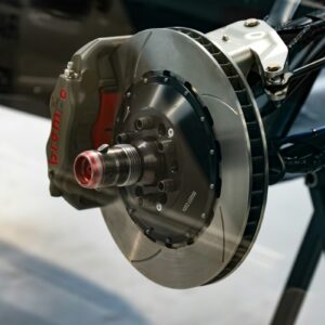 a close up of a brake on a vehicle