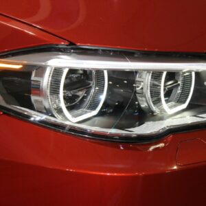 red and silver car engine