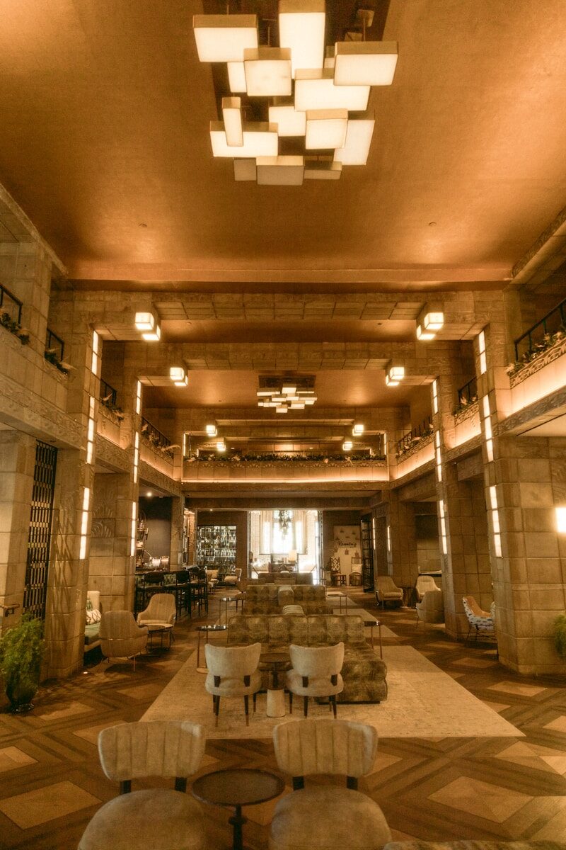 a large room with a lot of chairs and tables