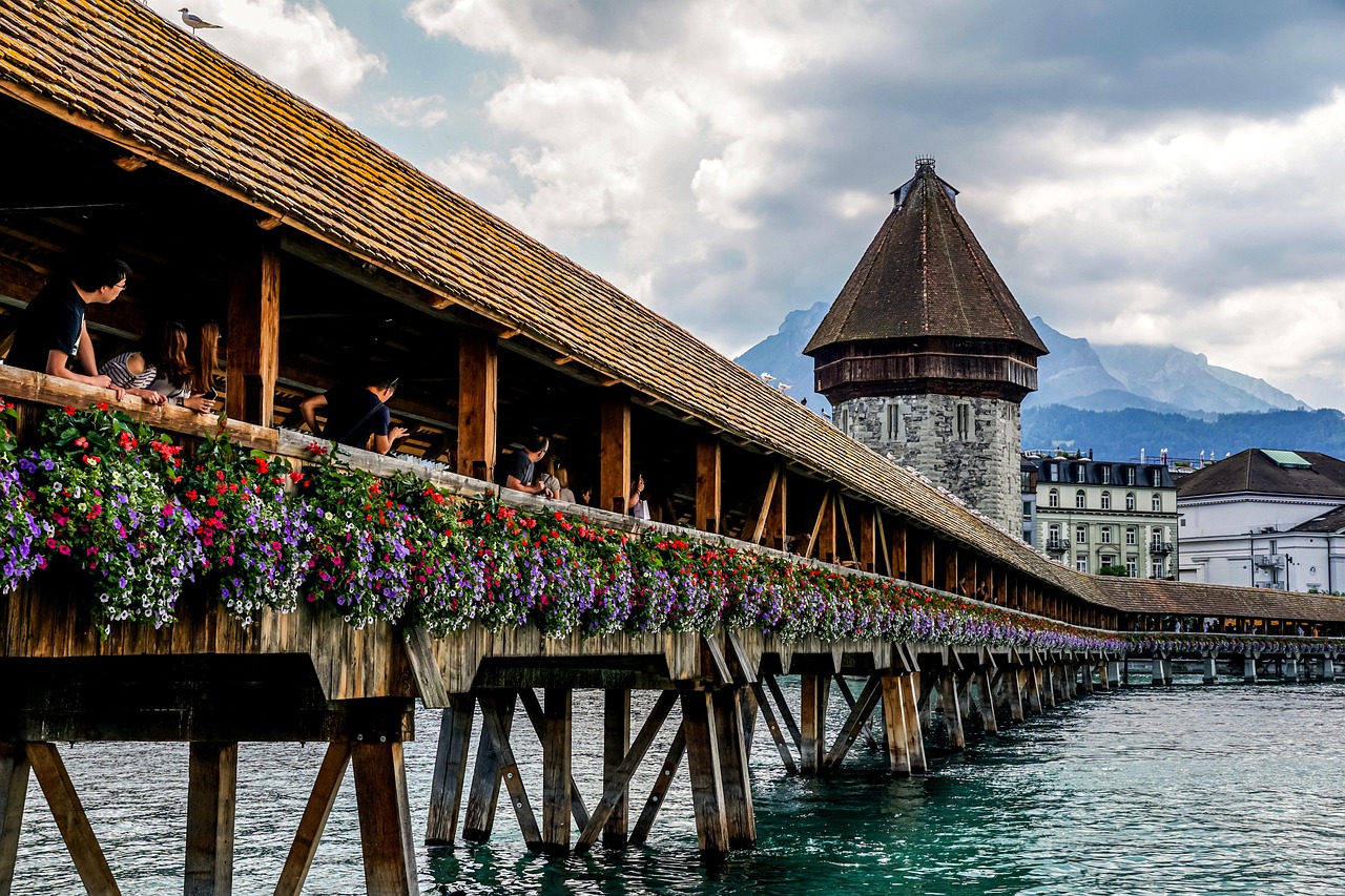 lucerne, switzerland, chapel bridge, historical, tourism, sightseeing, landmark, bridge, wooden bridge, attraction, famous, tourist attraction, tower, middle ages, historic center, lucerne, lucerne, lucerne, lucerne, lucerne, chapel bridge